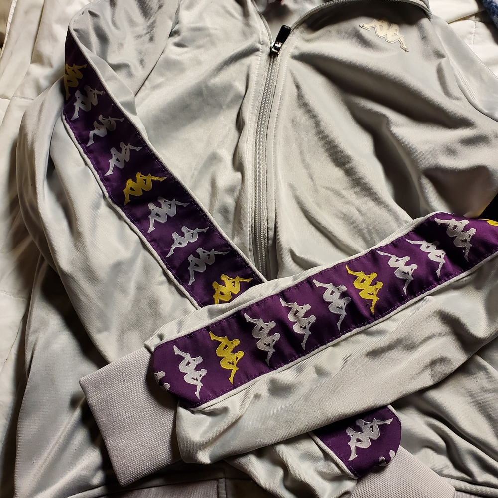 Kappa Silver and Purple Logo Track Jacket